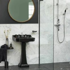 Burlington Edwardian Basin With Full Pedestal 560mm Wide 3 TH - Jet Black 10 Burlington Edwardian Basin With Full Pedestal 560mm Wide 3 TH - Jet Black -HEATANDPLUMB Sales burlington edwardian basin b43thjet p1jet 2