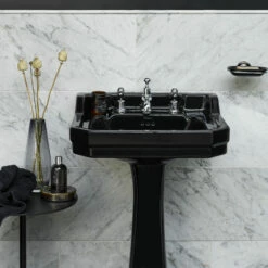 Burlington Edwardian Basin With Full Pedestal 560mm Wide 3 TH - Jet Black 11 Burlington Edwardian Basin With Full Pedestal 560mm Wide 3 TH - Jet Black -HEATANDPLUMB Sales burlington edwardian basin b43thjet p1jet 3
