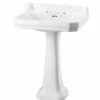 Burlington Edwardian Basin With Full Pedestal 610mm Wide 2 Tap Hole -HEATANDPLUMB Sales burlington edwardian basin b52th p1