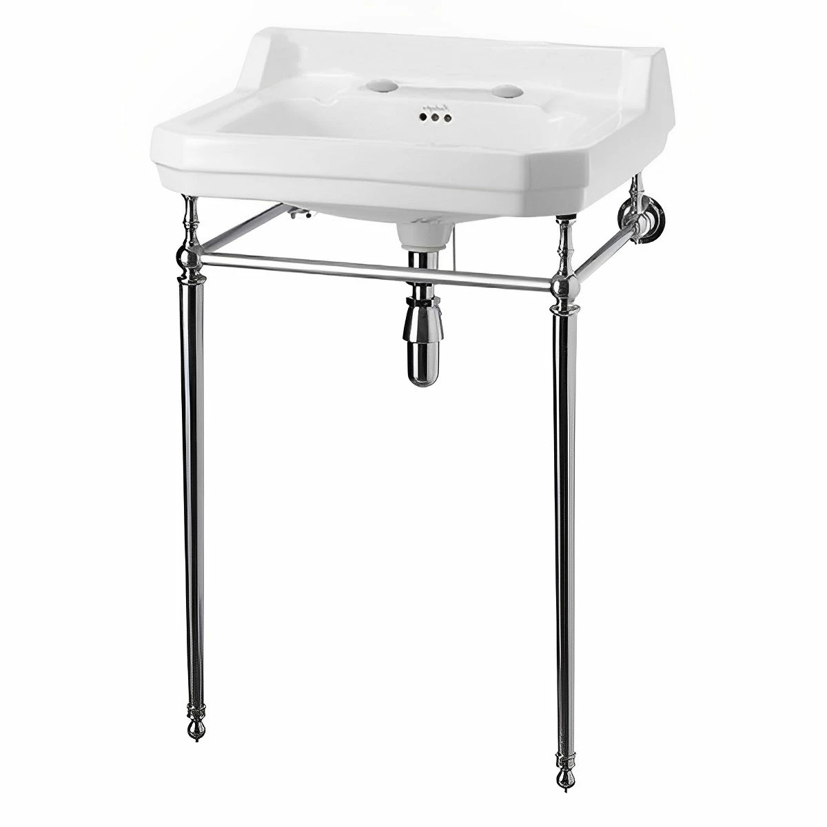 Burlington Edwardian Basin With Chrome Wash Stand 610mm Wide 2 Tap Hole 4 Burlington Edwardian Basin With Chrome Wash Stand 610mm Wide 2 Tap Hole - Image 2