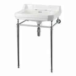Burlington Edwardian Basin With Regal Chrome Wash Stand 610mm Wide 2 Tap Hole