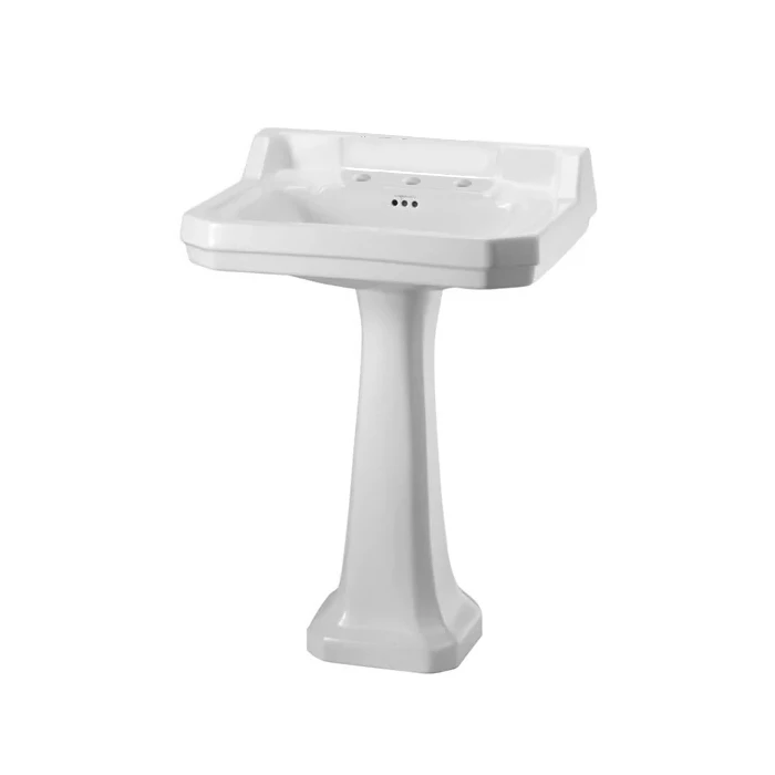 Burlington Edwardian Basin With Regal Full Pedestal 610mm Wide 3 Tap Hole 3 Burlington Edwardian Basin With Regal Full Pedestal 610mm Wide 3 Tap Hole