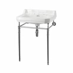 Burlington Edwardian Basin With Regal Chrome Wash Stand 610mm Wide 3 Tap Hole