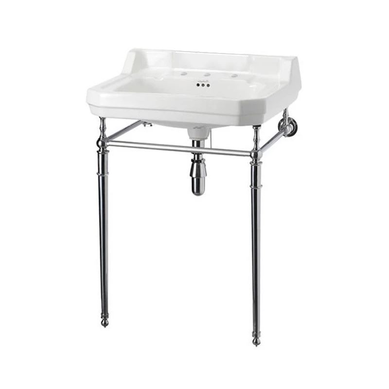 Burlington Edwardian Basin With Regal Chrome Wash Stand 610mm Wide 3 Tap Hole 3 Burlington Edwardian Basin With Regal Chrome Wash Stand 610mm Wide 3 Tap Hole