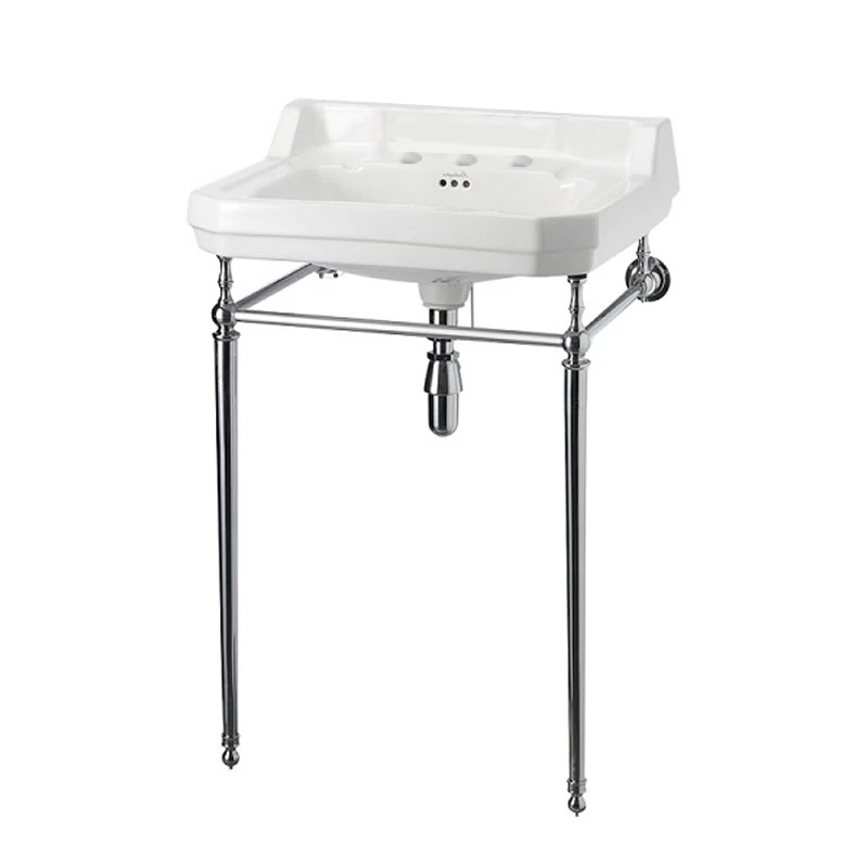 Burlington Edwardian Basin With Chrome Wash Stand 610mm Wide 3 Tap Hole 4 Burlington Edwardian Basin With Chrome Wash Stand 610mm Wide 3 Tap Hole - Image 2