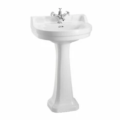Burlington Edwardian Round Basin With Full Pedestal 560mm Wide 1 Tap Hole