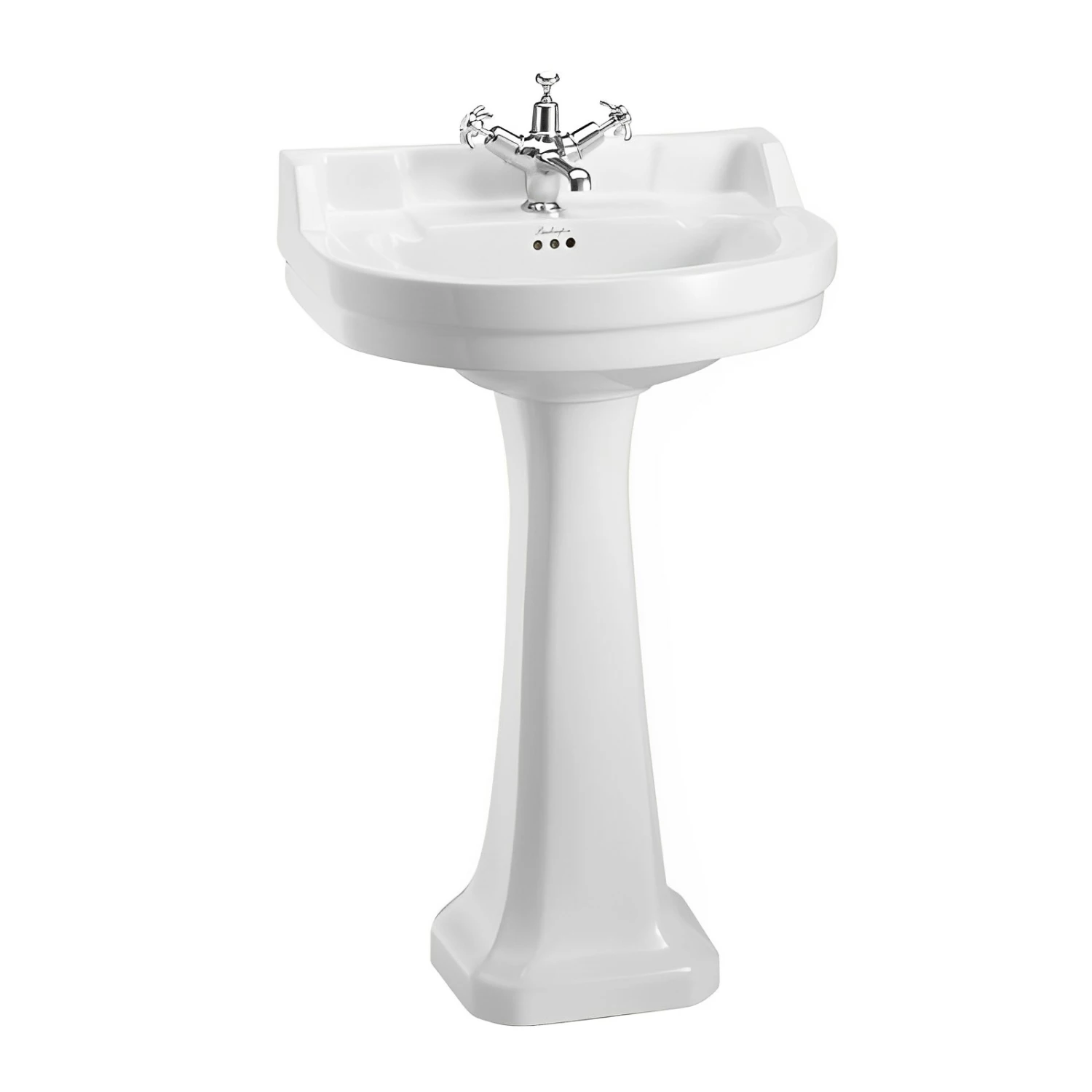 Burlington Edwardian Round Basin With Full Pedestal 560mm Wide 1 Tap Hole 3 Burlington Edwardian Round Basin With Full Pedestal 560mm Wide 1 Tap Hole