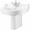 Burlington Edwardian Round Basin With Semi Pedestal 560mm Wide 1 Tap Hole -HEATANDPLUMB Sales burlington edwardian basin b61th p8