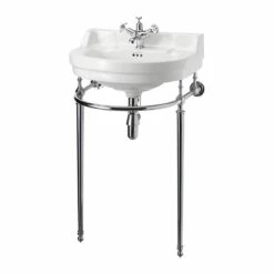 Burlington Edwardian Round Basin With Regal Chrome Wash Stand 560mm Wide 1 Tap Hole 5 Burlington Edwardian Round Basin With Regal Chrome Wash Stand 560mm Wide 1 Tap Hole -HEATANDPLUMB Sales burlington edwardian basin b61th t24a t62