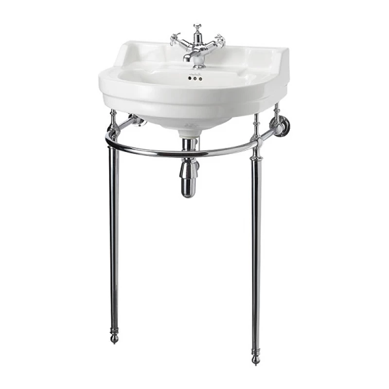 Burlington Edwardian Round Basin With Regal Chrome Wash Stand 560mm Wide 1 Tap Hole 4 Burlington Edwardian Round Basin With Regal Chrome Wash Stand 560mm Wide 1 Tap Hole - Image 2