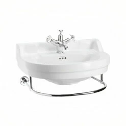 Burlington Edwardian Round Basin With Towel Rail 560mm Wide 1 Tap Hole 5 Burlington Edwardian Round Basin With Towel Rail 560mm Wide 1 Tap Hole -HEATANDPLUMB Sales burlington edwardian basin b61th t4chr 1
