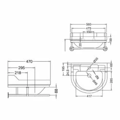 Burlington Edwardian Round Basin With Towel Rail 560mm Wide 1 Tap Hole