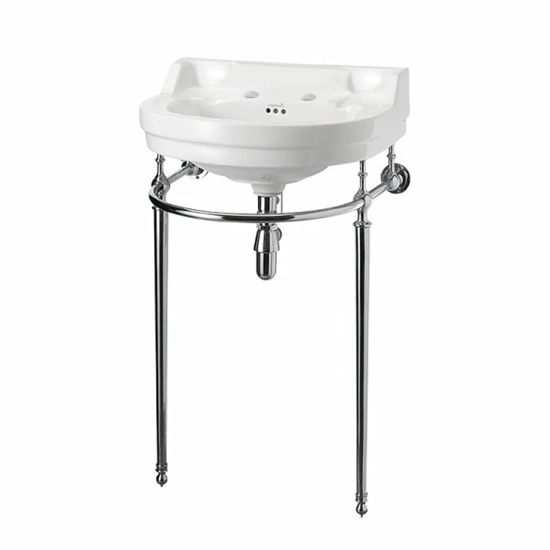 Burlington Edwardian Round Basin With Regal Chrome Wash Stand 560mm Wide 2 Tap Hole 3 Burlington Edwardian Round Basin With Regal Chrome Wash Stand 560mm Wide 2 Tap Hole