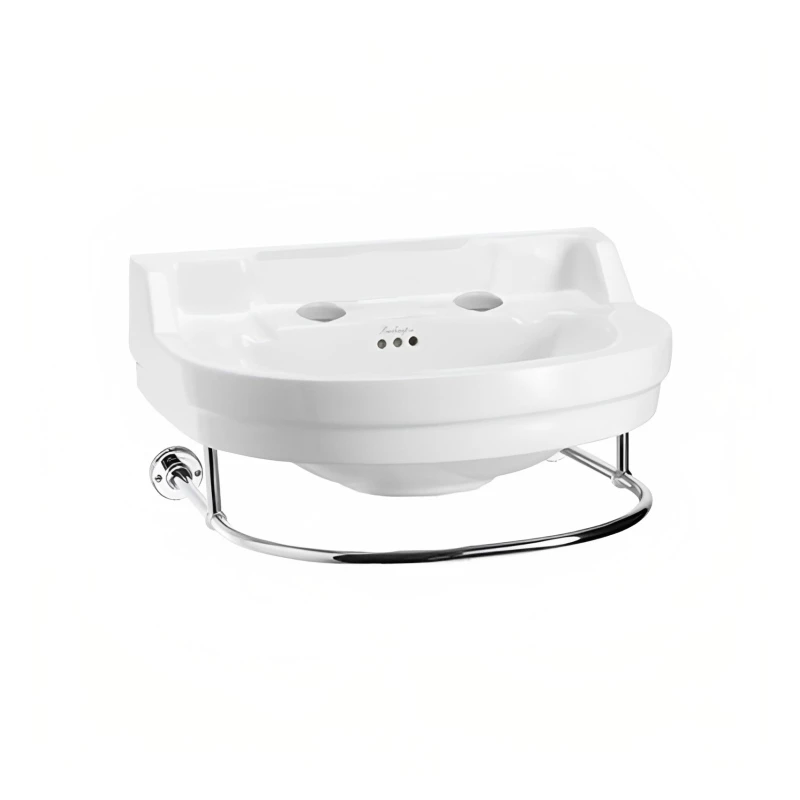 Burlington Edwardian Round Basin With Towel Rail 560mm Wide 2 Tap Hole 3 Burlington Edwardian Round Basin With Towel Rail 560mm Wide 2 Tap Hole