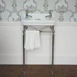 Burlington Edwardian Rectangular Basin With Chrome Wash Stand 510mm Wide 2 Tap Hole 7 Burlington Edwardian Rectangular Basin With Chrome Wash Stand 510mm Wide 2 Tap Hole -HEATANDPLUMB Sales burlington edwardian basin b8 t21a 1 1