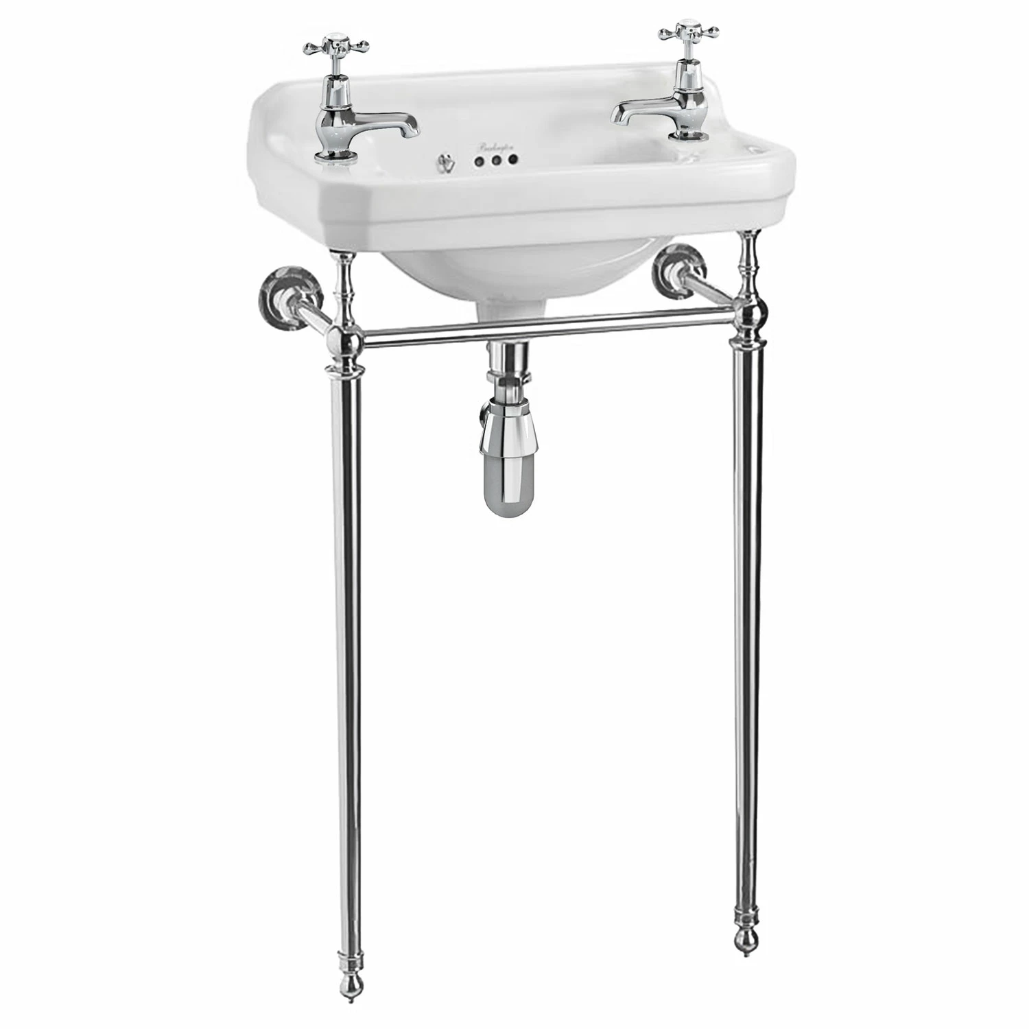 Burlington Edwardian Rectangular Basin With Regal Chrome Wash Stand 510mm Wide 2 Tap Hole 4 Burlington Edwardian Rectangular Basin With Regal Chrome Wash Stand 510mm Wide 2 Tap Hole - Image 2