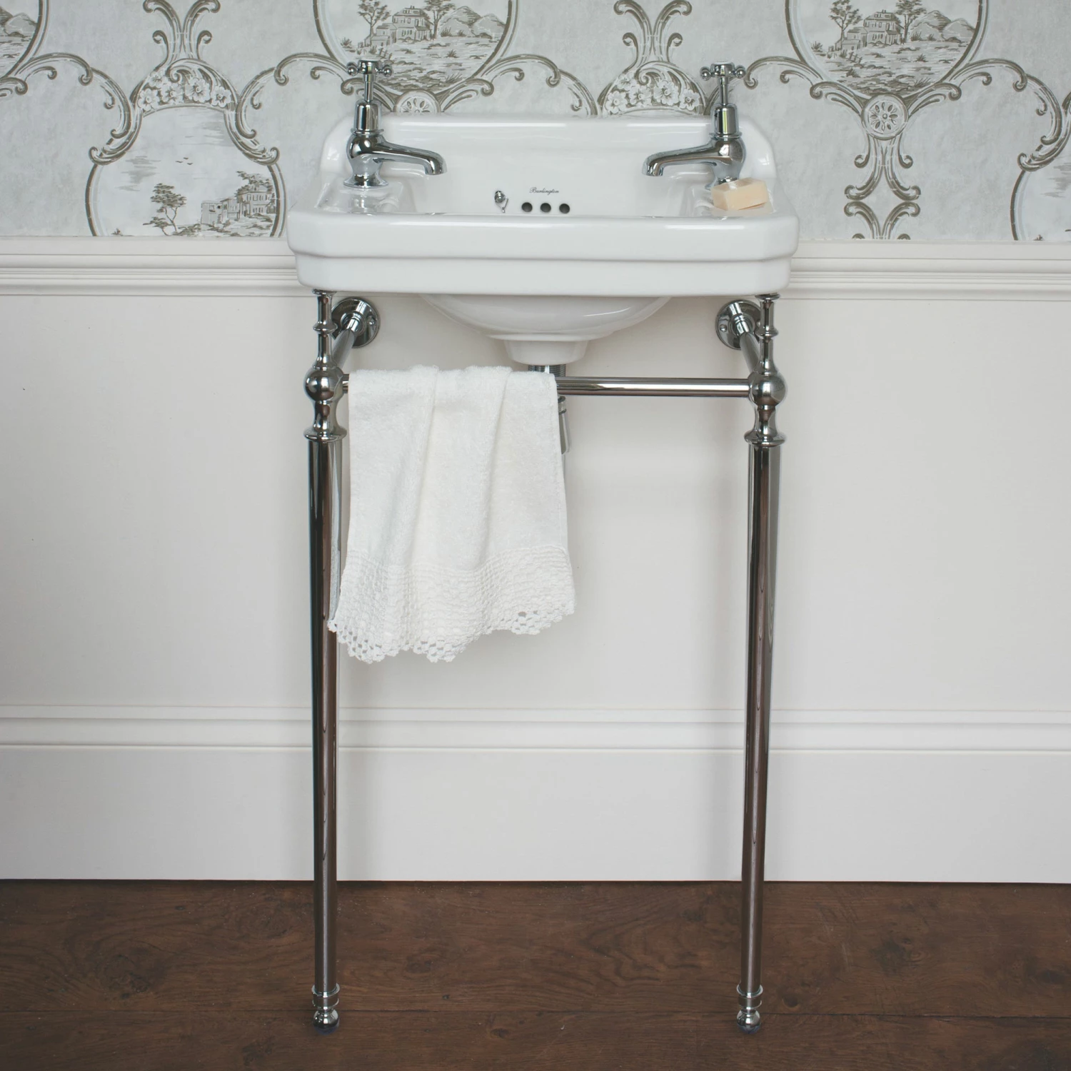 Burlington Edwardian Rectangular Basin With Regal Chrome Wash Stand 510mm Wide 2 Tap Hole 5 Burlington Edwardian Rectangular Basin With Regal Chrome Wash Stand 510mm Wide 2 Tap Hole - Image 3