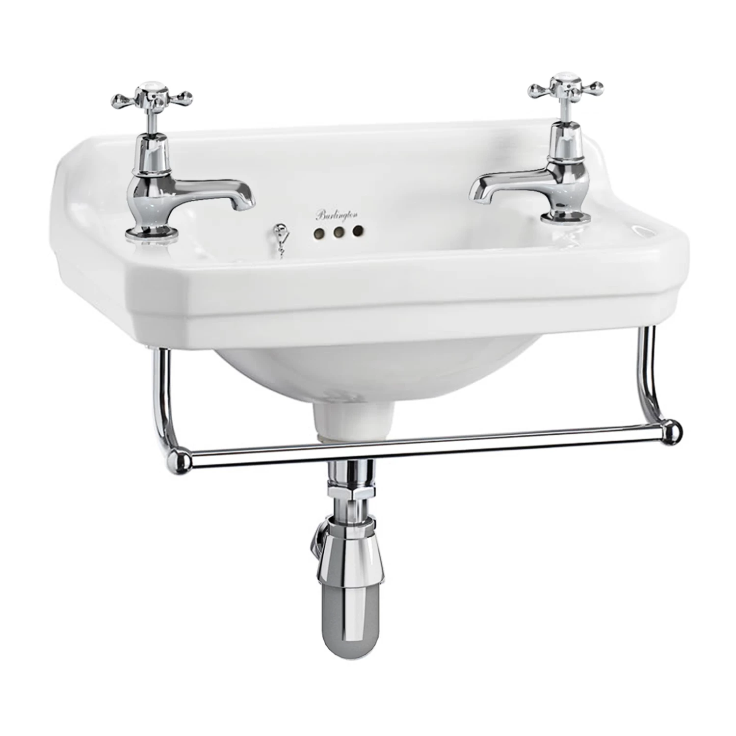 Burlington Edwardian Rectangular Basin With Towel Rail 510mm Wide 2 Tap Hole 6 Burlington Edwardian Rectangular Basin With Towel Rail 510mm Wide 2 Tap Hole - Image 4