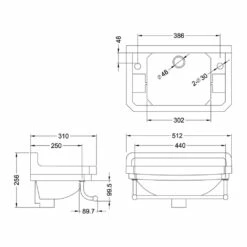 Burlington Edwardian Rectangular Basin With Towel Rail 510mm Wide 2 Tap Hole 8 Burlington Edwardian Rectangular Basin With Towel Rail 510mm Wide 2 Tap Hole -HEATANDPLUMB Sales burlington edwardian basin b8 t6chr 3