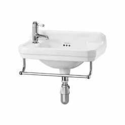 HEATANDPLUMB Sales 36 Burlington Edwardian Rectangular Basin With Towel Rail 515mm Wide LH Tap Hole