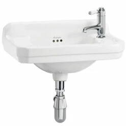 Burlington Edwardian Rectangular Cloakroom Basin 510mm Wide RH Tap Hole