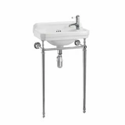 Burlington Edwardian Rectangular Basin With Chrome Wash Stand 510mm Wide RH Tap Hole