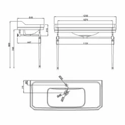 Burlington Edwardian Basin With Chrome Wash Stand 1200mm Wide - 1 Tap Hole