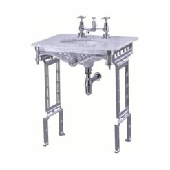 Burlington Georgian Marble Basin With Aluminium Wash Stand 650mm Wide 1 Tap Hole