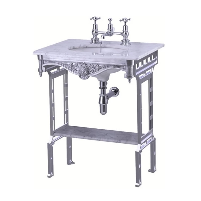 Burlington Georgian Marble Basin With Aluminium Wash Stand And Shelf 650mm Wide 1 Tap Hole 4 Burlington Georgian Marble Basin With Aluminium Wash Stand And Shelf 650mm Wide 1 Tap Hole - Image 2