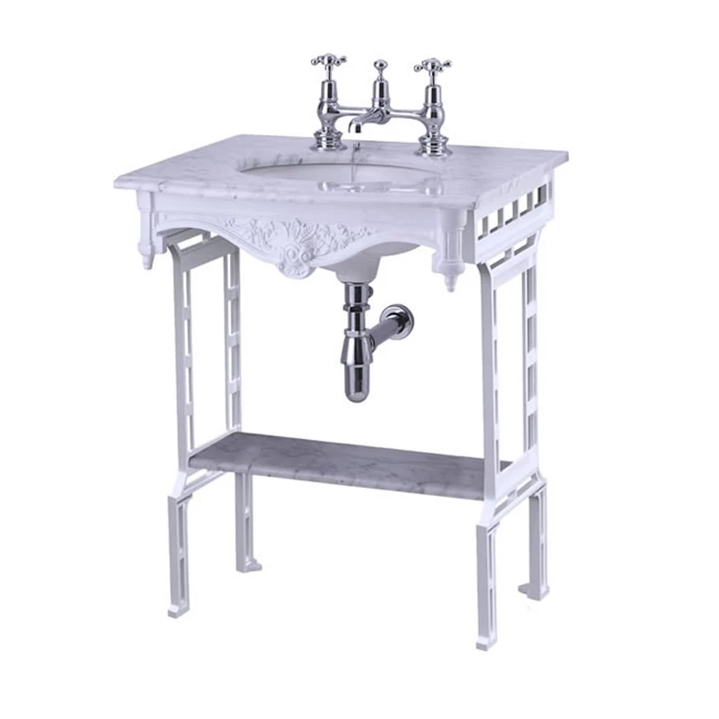 Burlington Georgian Marble Basin With White Wash Stand And Shelf 650mm Wide 1 Tap Hole 4 Burlington Georgian Marble Basin With White Wash Stand And Shelf 650mm Wide 1 Tap Hole - Image 2