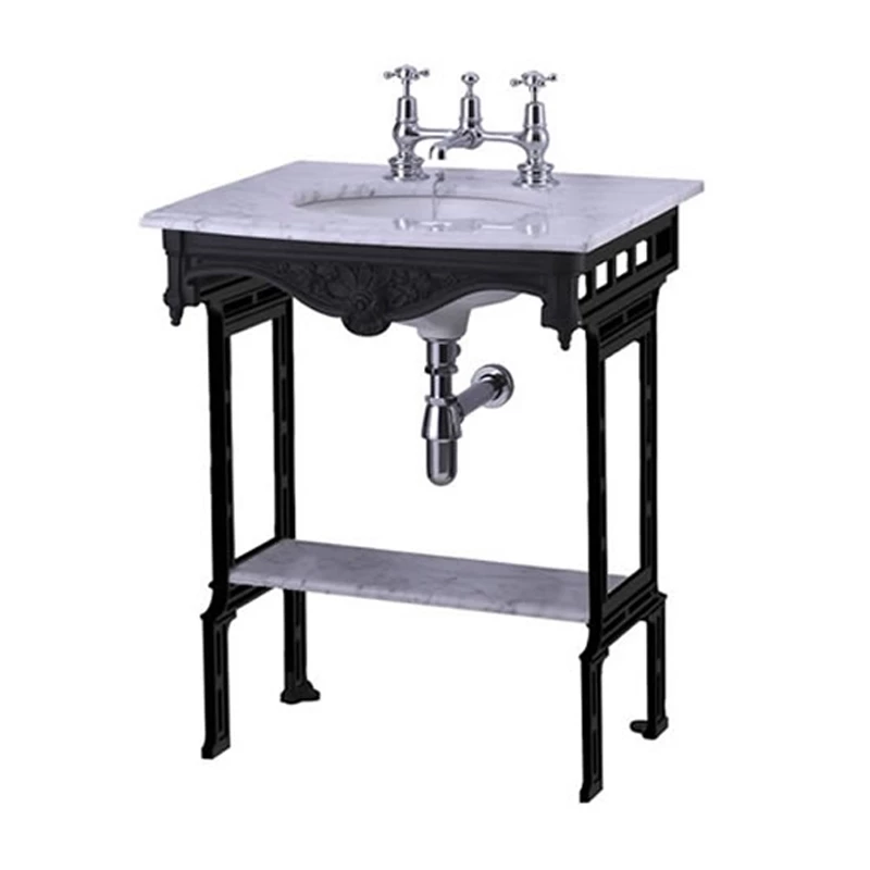 Burlington Georgian Marble Basin With Black Wash Stand And Shelf 650mm Wide 1 Tap Hole 3 Burlington Georgian Marble Basin With Black Wash Stand And Shelf 650mm Wide 1 Tap Hole