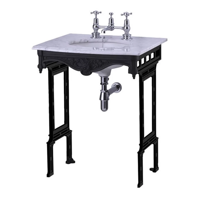 Burlington Georgian Marble Basin With Black Wash Stand 650mm Wide 1 Tap Hole 4 Burlington Georgian Marble Basin With Black Wash Stand 650mm Wide 1 Tap Hole - Image 2