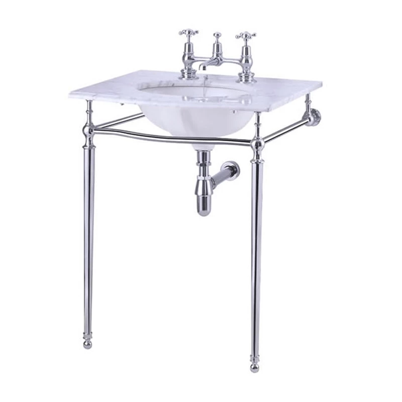 Burlington Georgian Marble Basin With Regal Chrome Wash Stand 650mm Wide 1 Tap Hole 3 Burlington Georgian Marble Basin With Regal Chrome Wash Stand 650mm Wide 1 Tap Hole