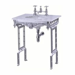 Burlington Georgian Marble Basin With Aluminium Wash Stand 650mm Wide 2 Tap Hole -HEATANDPLUMB Sales burlington georgian basin g12th t38alu