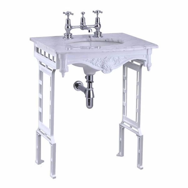 Burlington Georgian Marble Basin With White Wash Stand 650mm Wide 2 Tap Hole 3 Burlington Georgian Marble Basin With White Wash Stand 650mm Wide 2 Tap Hole