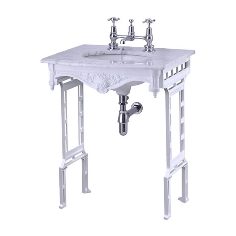 Burlington Georgian Marble Basin With White Wash Stand 650mm Wide 2 Tap Hole 5 Burlington Georgian Marble Basin With White Wash Stand 650mm Wide 2 Tap Hole - Image 3
