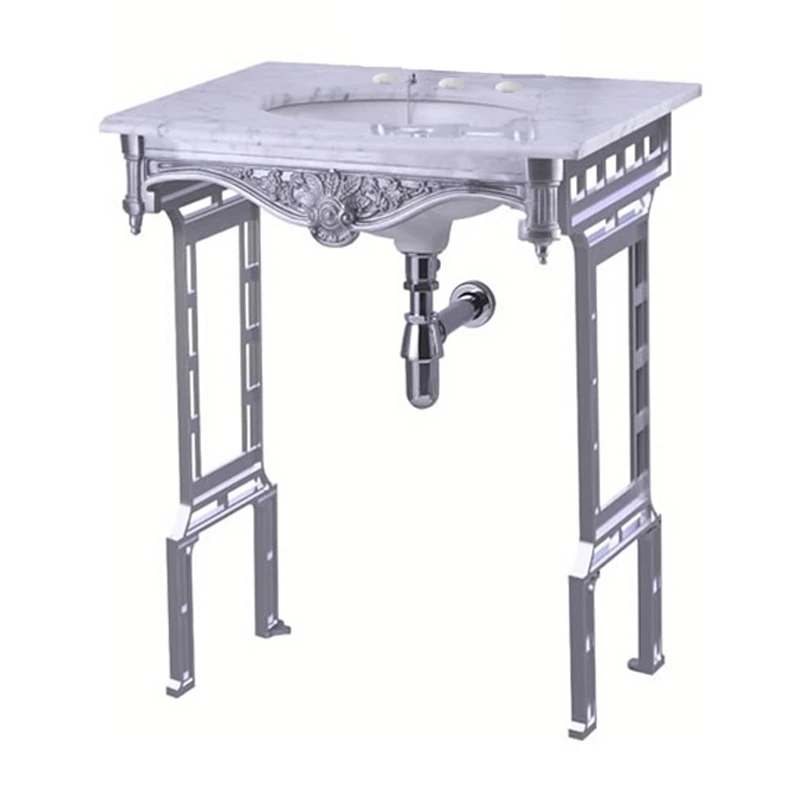 Burlington Georgian Marble Basin With Aluminium Wash Stand 650mm Wide 3 Tap Hole 4 Burlington Georgian Marble Basin With Aluminium Wash Stand 650mm Wide 3 Tap Hole - Image 2