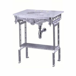 Burlington Georgian Marble Basin With Aluminium Wash Stand And Shelf 650mm Wide 3 Tap Hole