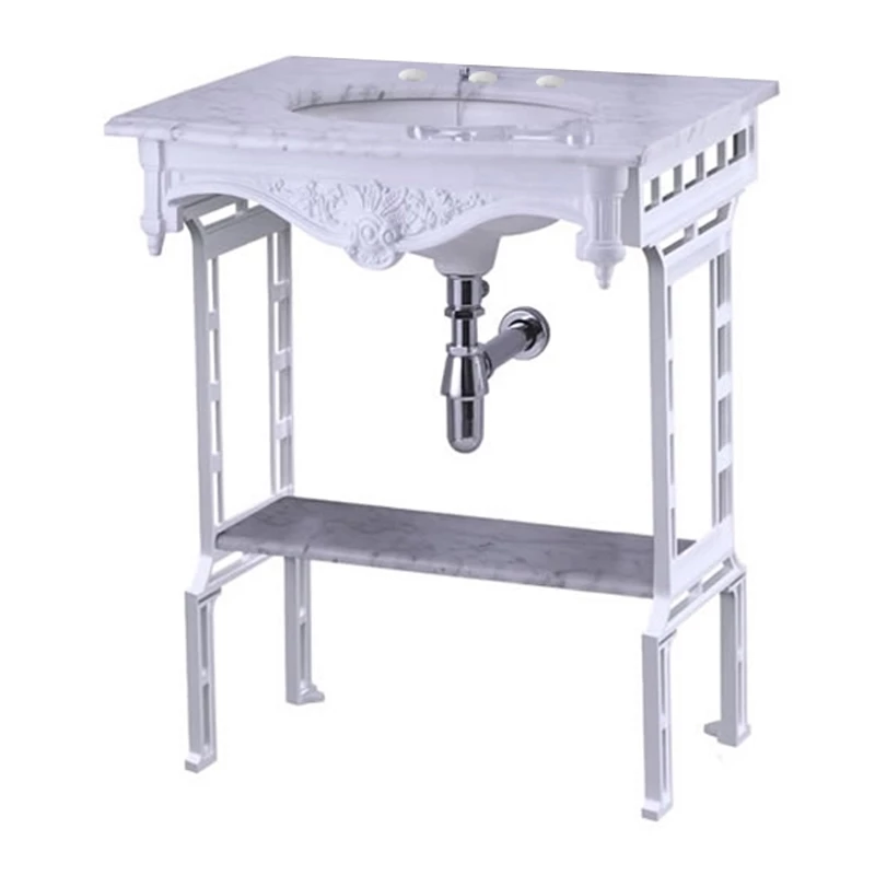 Burlington Georgian Marble Basin With White Wash Stand And Shelf 650mm Wide 3 Tap Hole 4 Burlington Georgian Marble Basin With White Wash Stand And Shelf 650mm Wide 3 Tap Hole - Image 2