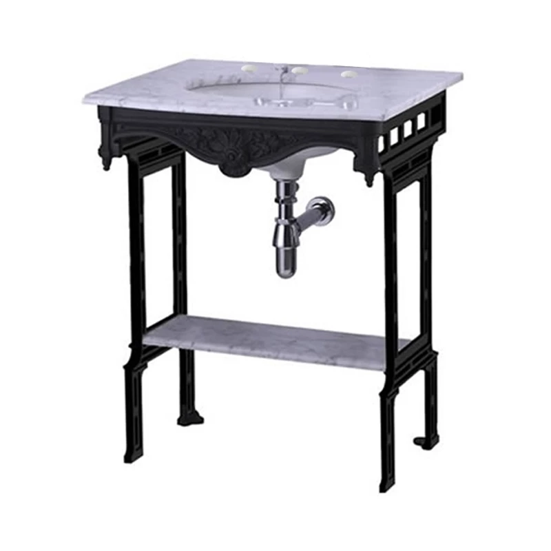 Burlington Georgian Marble Basin With Black Wash Stand And Shelf 650mm Wide 3 Tap Hole 4 Burlington Georgian Marble Basin With Black Wash Stand And Shelf 650mm Wide 3 Tap Hole - Image 2