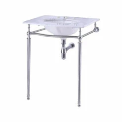 Burlington Georgian Marble Basin With Chrome Wash Stand 650mm Wide 3 Tap Hole