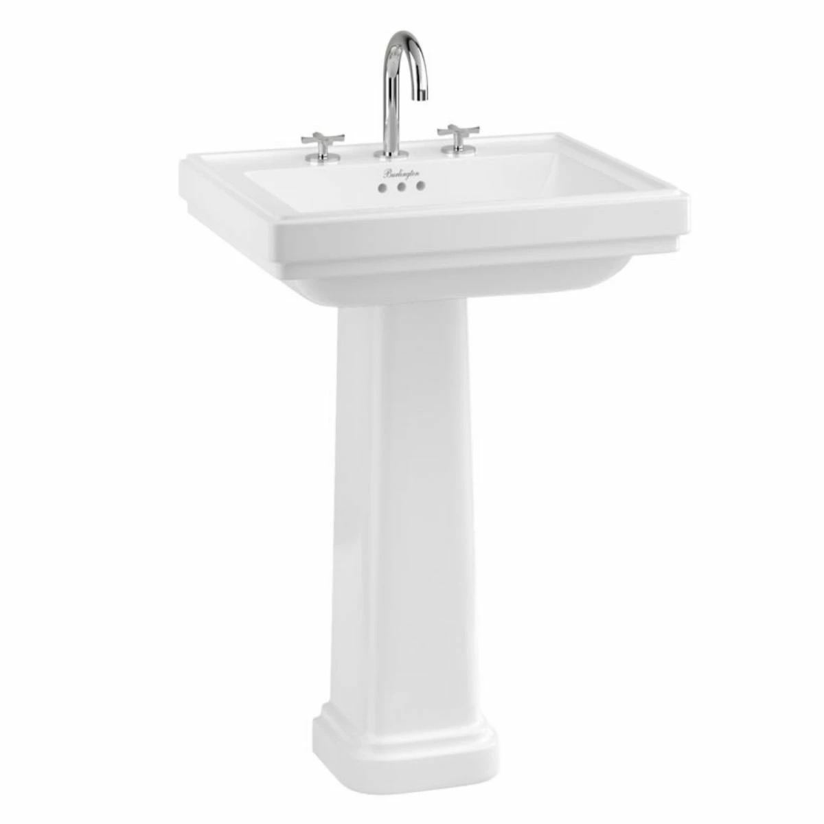Burlington Riviera Basin With Full Pedestal 650mm Wide - 3 Tap Hole 4 Burlington Riviera Basin With Full Pedestal 650mm Wide - 3 Tap Hole - Image 2