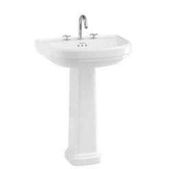Burlington Riviera Curved Basin With Full Pedestal 650mm Wide - 3 Tap Hole