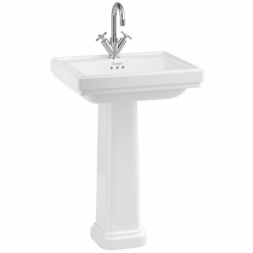 Burlington Riviera Basin With Full Pedestal 580mm Wide - 1 Tap Hole 5 Burlington Riviera Basin With Full Pedestal 580mm Wide - 1 Tap Hole - Image 3