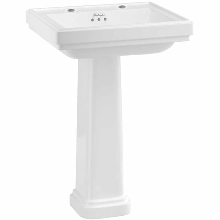Burlington Riviera Basin With Full Pedestal 580mm Wide - 2 Tap Hole 4 Burlington Riviera Basin With Full Pedestal 580mm Wide - 2 Tap Hole - Image 2