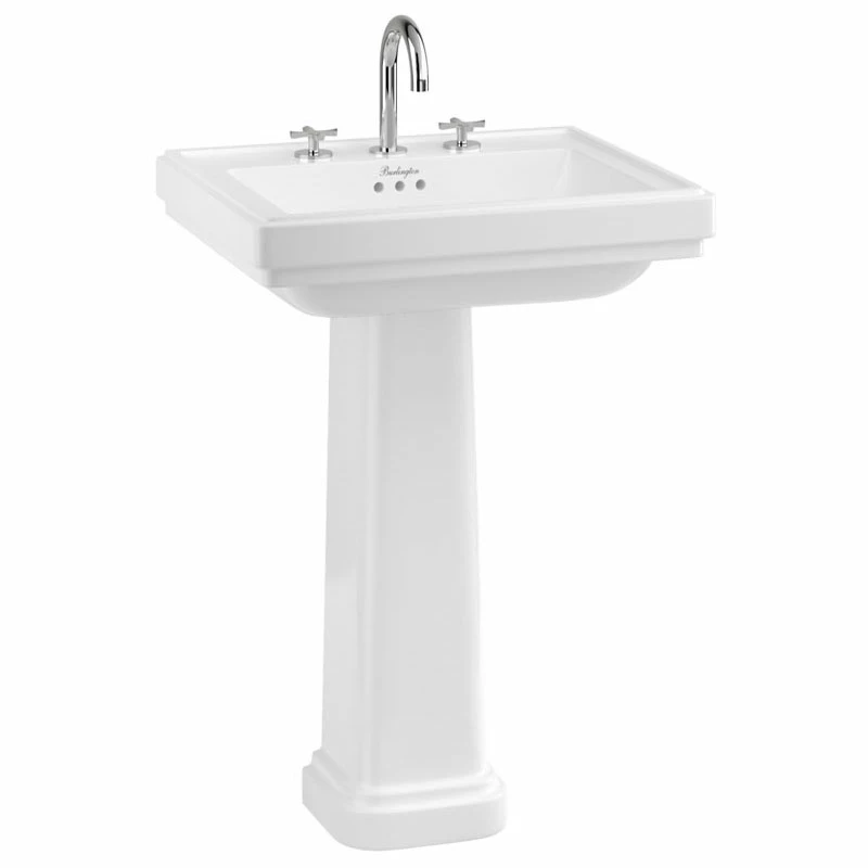 Burlington Riviera Basin With Full Pedestal 580mm Wide - 3 Tap Hole 3 Burlington Riviera Basin With Full Pedestal 580mm Wide - 3 Tap Hole