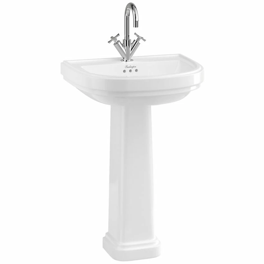 Burlington Riviera Curved Basin With Full Pedestal 580mm Wide - 1 Tap Hole 4 Burlington Riviera Curved Basin With Full Pedestal 580mm Wide - 1 Tap Hole - Image 2