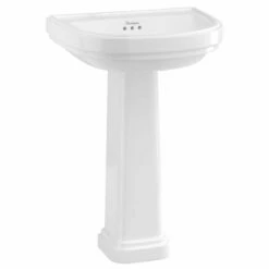 Burlington Riviera Curved Basin With Full Pedestal 580mm Wide - 0 Tap Hole