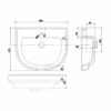 Burlington Riviera Semi-Recessed Basin 580mm Wide - 1 Tap Hole