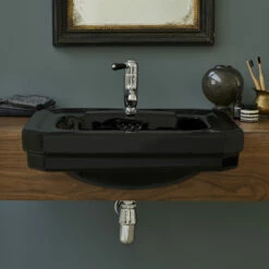 Burlington Contemporary Semi-Recessed Basin 580mm Wide 1 TH - Jet Black 7 Burlington Contemporary Semi-Recessed Basin 580mm Wide 1 TH - Jet Black -HEATANDPLUMB Sales burlington semi recessed basin b121thjet 1 1